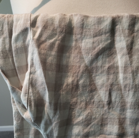 Lou Grey – Taupe and Ecru 100% Linen Wide Leg Plaid Pants (Size XL) - Picture 4 of 15